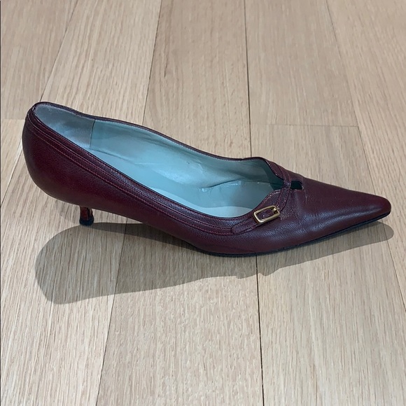 Sigerson Morrison Kitten Heel Burgundy Shoes - 7.5 - Picture 6 of 7